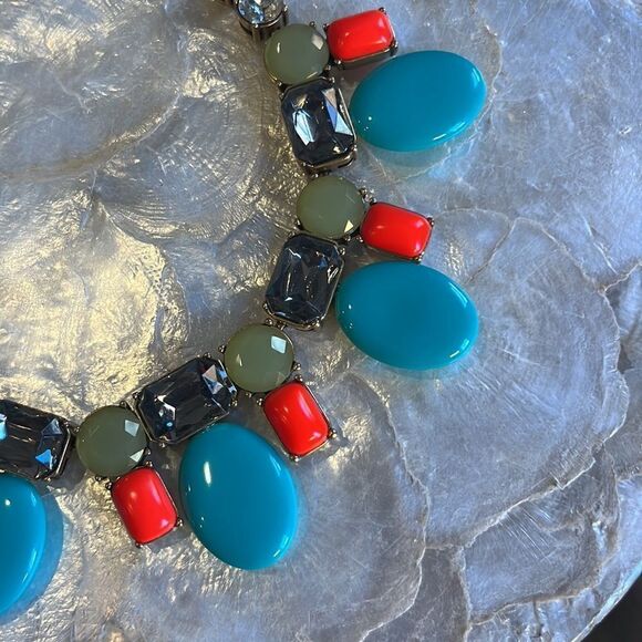 J Crew Jumbo Rhinestone Crystal Boho Bohemian Cluster Statement Necklace - Picture 2 of 4